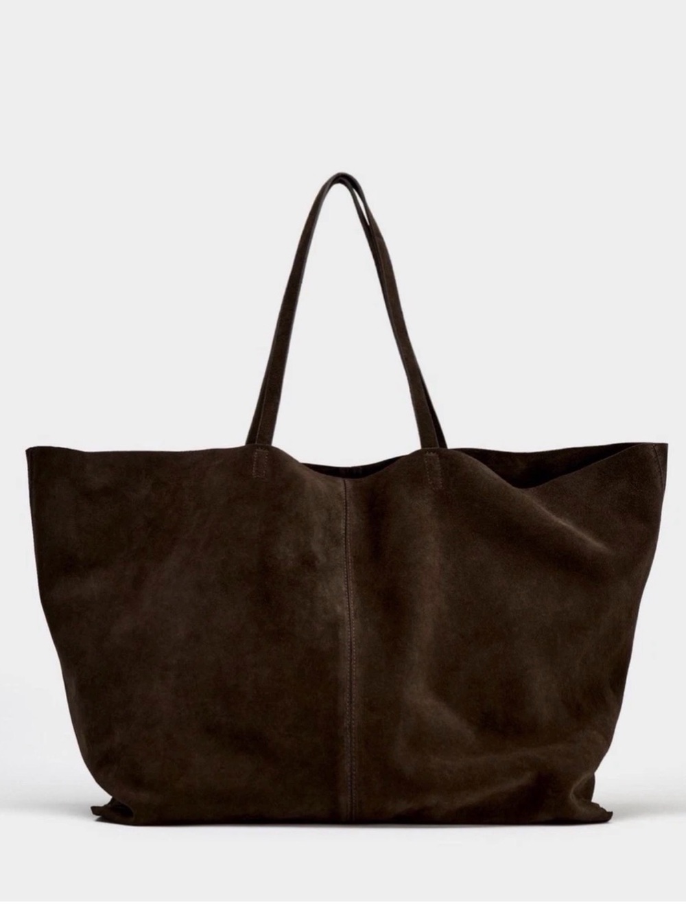 Dark Brown Suede Tote Bag by